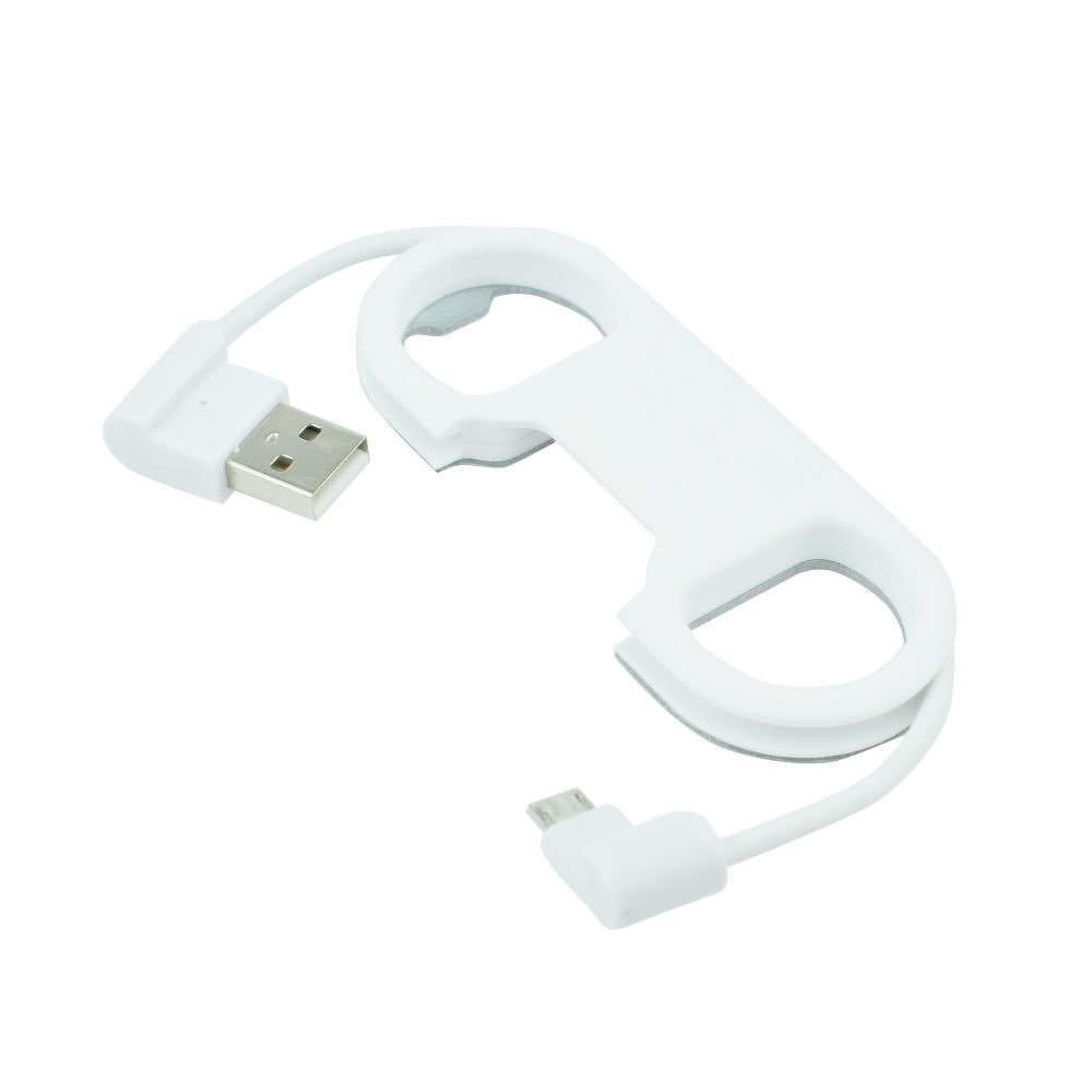 CAVO USB DATI RICARICA APRIBOTTIGLIA PER SMARTPHONE CELLULARI MICROUSB BIANCO