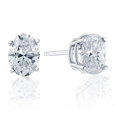 2 Ct Lab Grown Oval Shape Diamond Studs 14k White Gold Earrings