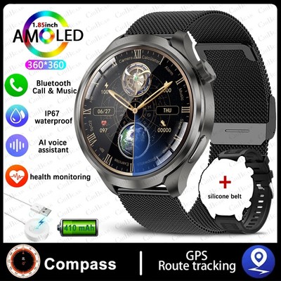 Sports Smart Bracelet Men Watch AMOLED Screen GPS Compass Altimeter Waterproof