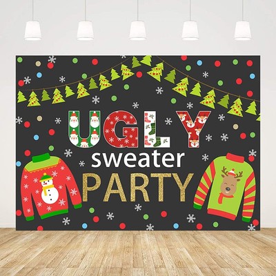 ABLIN 7x5ft Ugly Sweater Party Decorations Merry Christmas Party Backdrop Win...