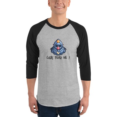 3/4 sleeve raglan shirt Pixel Devil Penguin Kawaii yoshi-sto
