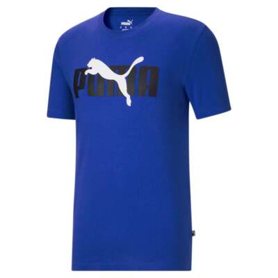 

Футболка Puma Cat Overlap Logo с круглым вырезом и короткими рукавами, мужские синие повседневные топы 67878, Синий, Puma Cat Overlap Logo Crew Neck Short Sleeve T-Shirt