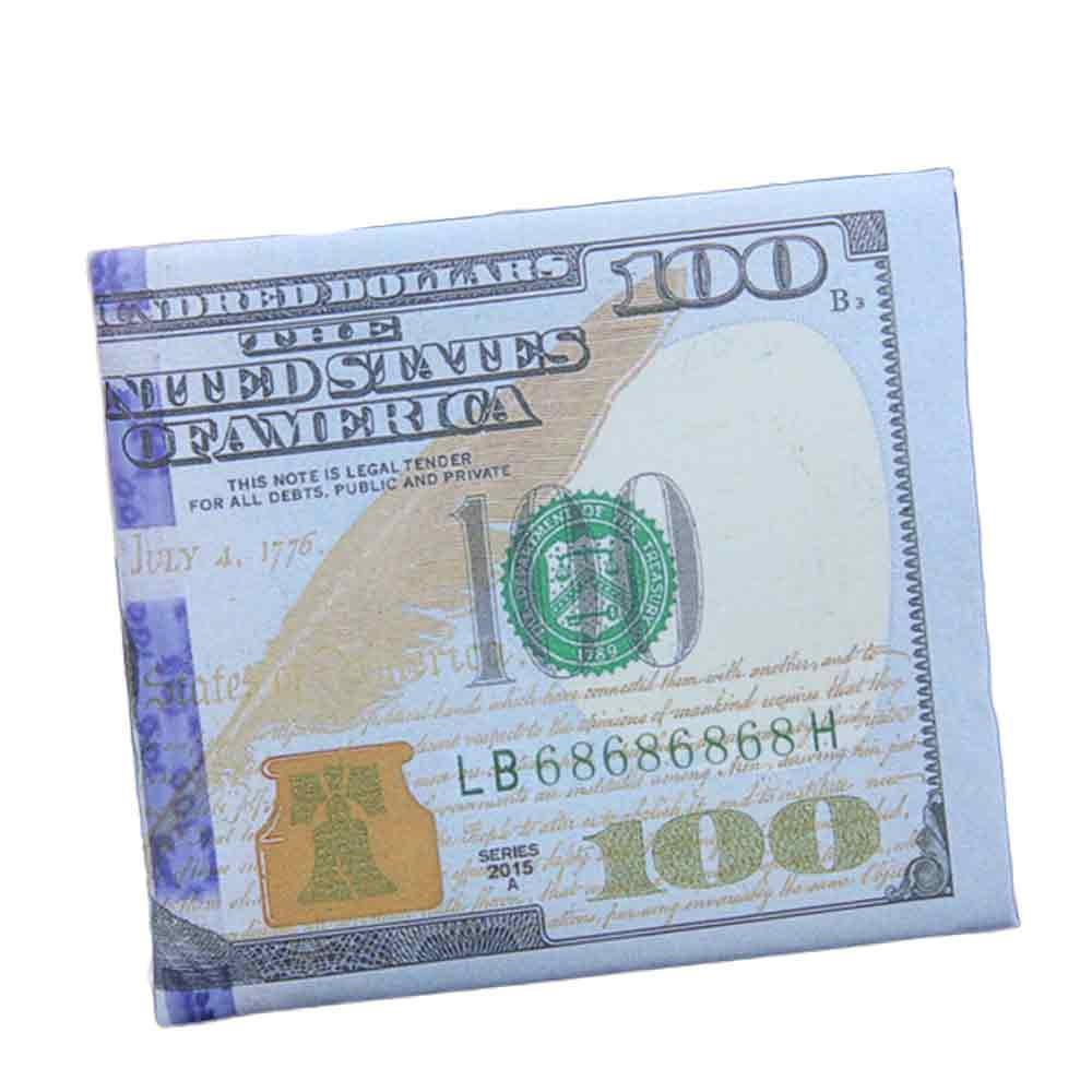 LEATHER BI-FOLD Men's Wallet ~ BENJAMIN FRANKLIN 100 STRIPED DOLLAR BILL ~ 