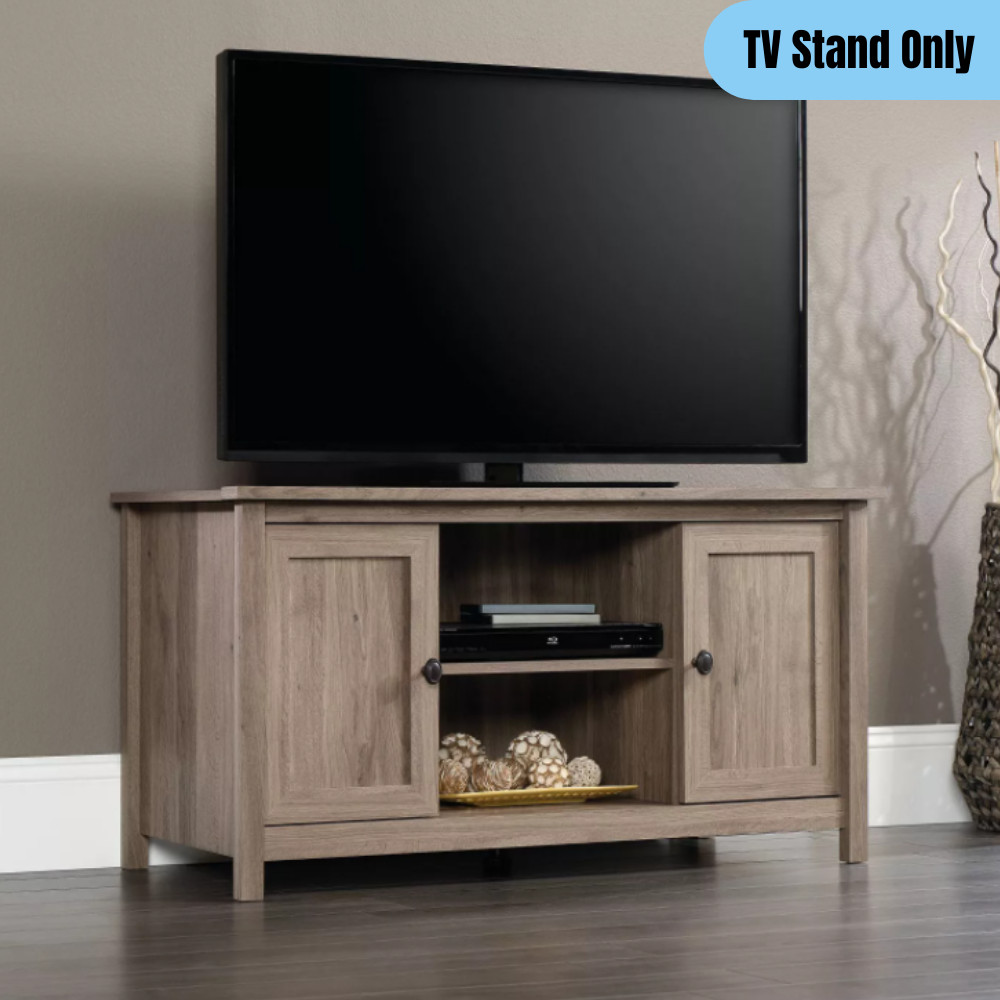 W/ Cabinet Media Display Storage Cottage Modern Farmhouse Brown