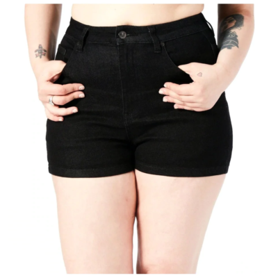 Sourpuss Essential Black Denim Shorts Alternative Womens Clothing