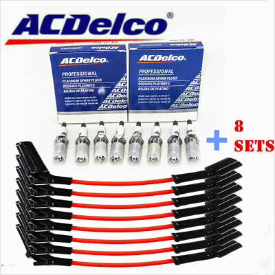 8pcs ACDelco 41-962 Spark Plugs & 9748RR Wires Fits Chevy GMC 4.8L 5.3L 6.0L V8