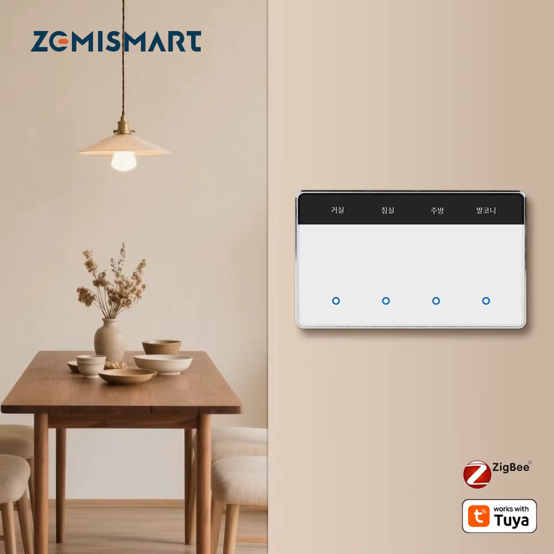 Zigbee Smart DIY Name Switch Horizontal Display Screen US Touch Light Switch Wor