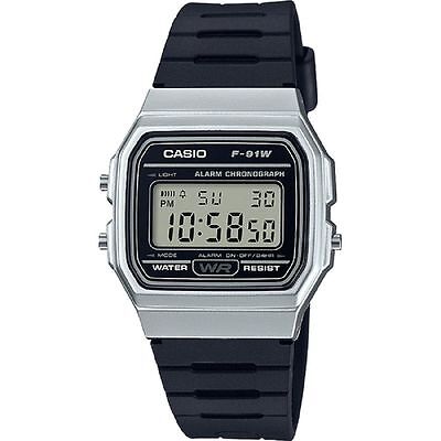 Casio F91WM-7A, цифровые часы с хронографом, черный полимерный ремешок, будильник, дата