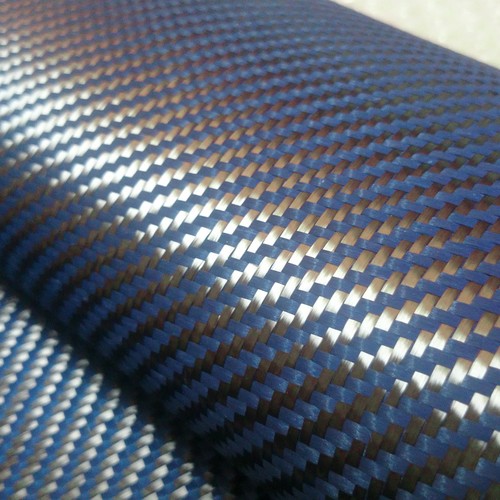 Carbon Fiber /Blue made with Kevlar Cloth Fabric 2x2 Twill 40 3k 5.9oz /  200gsm