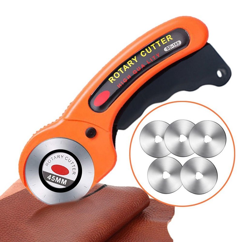 45mm Rotary Cutter with 5pcs Replacement Blades&Sewing Clips & Fabric Marker Pen