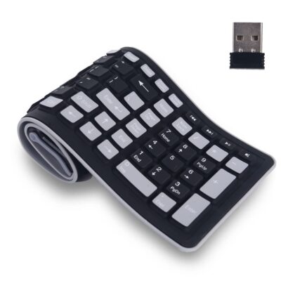 USB Wireless Foldable Silicone Keyboard Waterproof Rollup Keyboard for PC Laptop