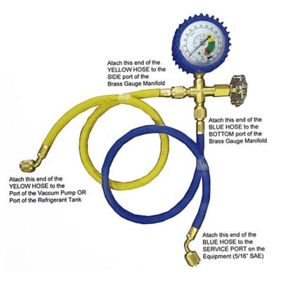 Mini Split 5/16 In. R410a Low Side Suction Charging Service Gauge Hose Set Port