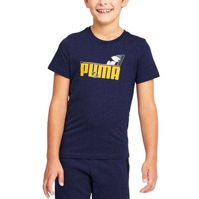 Футболка Puma с круглым вырезом и короткими рукавами X Peanuts Youth Boys Blue Casual Tops 531824