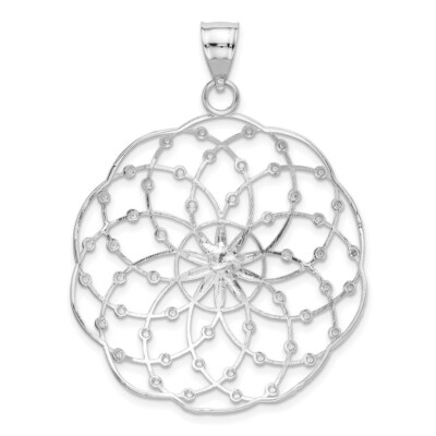 Pre-owned Superdealsforeverything Real 14kt White Gold Diamond Cut Sphere Pendant