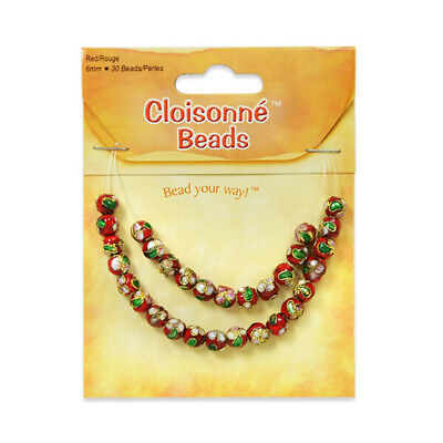 Cloisonne Beads 30 Beads - Red Multi