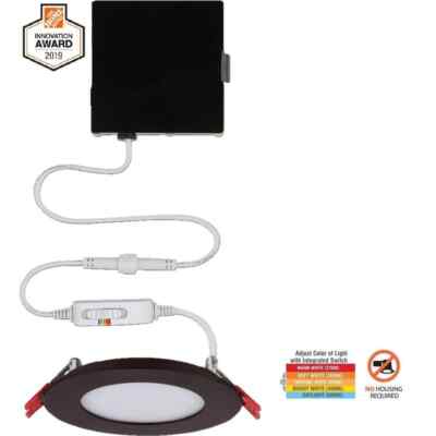 Commercial Electric Ultra Slim Integrated LED 4 in Round Adj Color Temp Canless