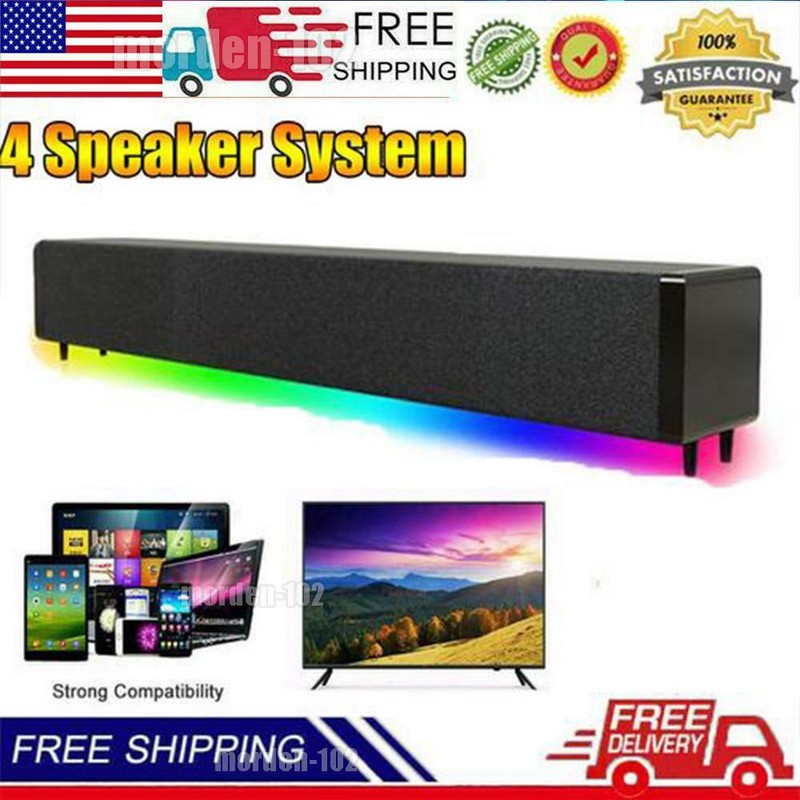 RGB USB Bluetooth Sound Bar 4 Speaker with Remote & RCA AUX Connection for TV PC