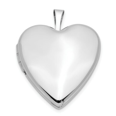Pre-owned Skyjewelers Real 14kt 20mm White Gold Plain Polished Heart Locket