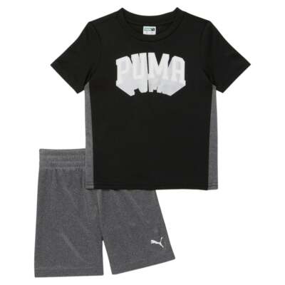 

Черные повседневные топы Puma Interlock Graphic TwoPiece для малышей для мальчиков 858644-01, Черный, Puma Interlock Graphic TwoPiece Set Toddler