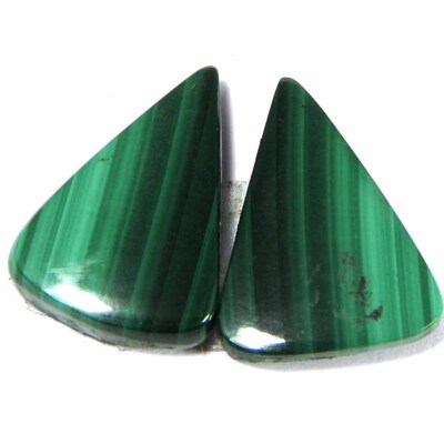 22.70Cts100%Natural Green Malachite Pear Pair Cabochon Gemstones