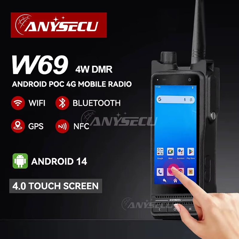 W69 Andriod 14 4G Network Radio With NFC WIFI GPS Work with ZELLO Real-ptt IP68