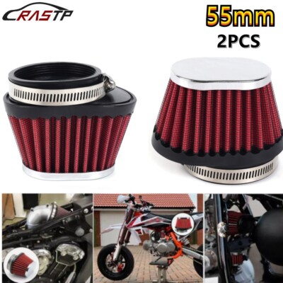 2Pcs Motorcycle High Flow Air Filter 55mm For Motocross Scooter Air Pods Cleaner