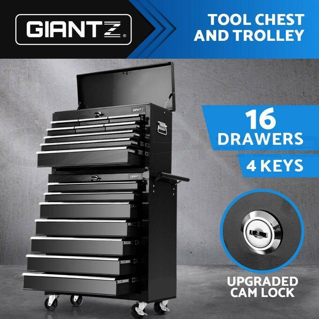 16 Drawers Tool Box Chest Cabinet Trolley Toolbox Garage Storage Boxes