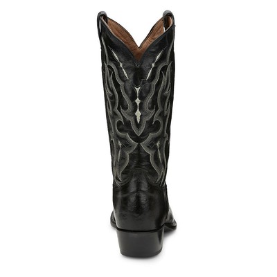 Pre-owned Tony Lama Bonham 13" Round Toe Men's Boot In Black/ivory/ostrich