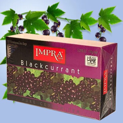 Impra Blackcurrant Pure Ceylon Tea Bags 100 Enveloped Tea Bags