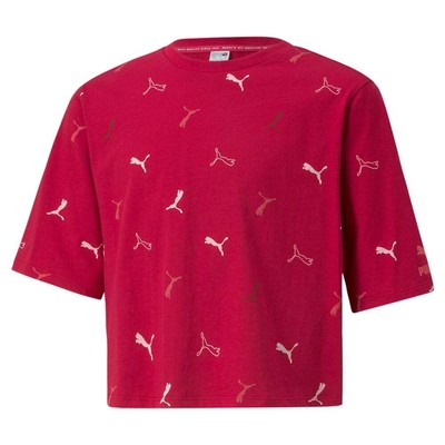 

Укороченная футболка с круглым вырезом и короткими рукавами Puma Classics Boyfriend Graphics Youth Gi, Красный, Puma Classics Boyfriend Graphics Cropped Crew Neck Short Sleeve T