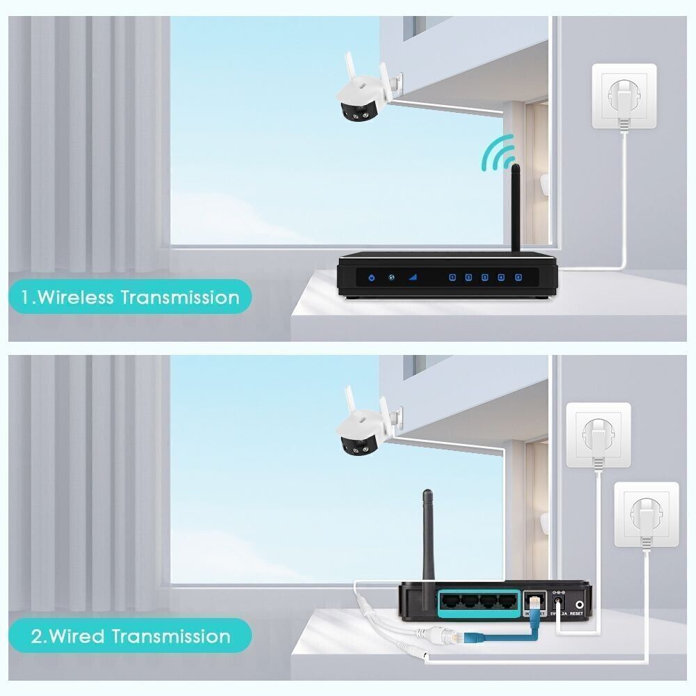 4K 8MP 180&deg; Ultra Wide View Angle Panoramic WIFI Dual Lens Fixed IP CCTV Camera