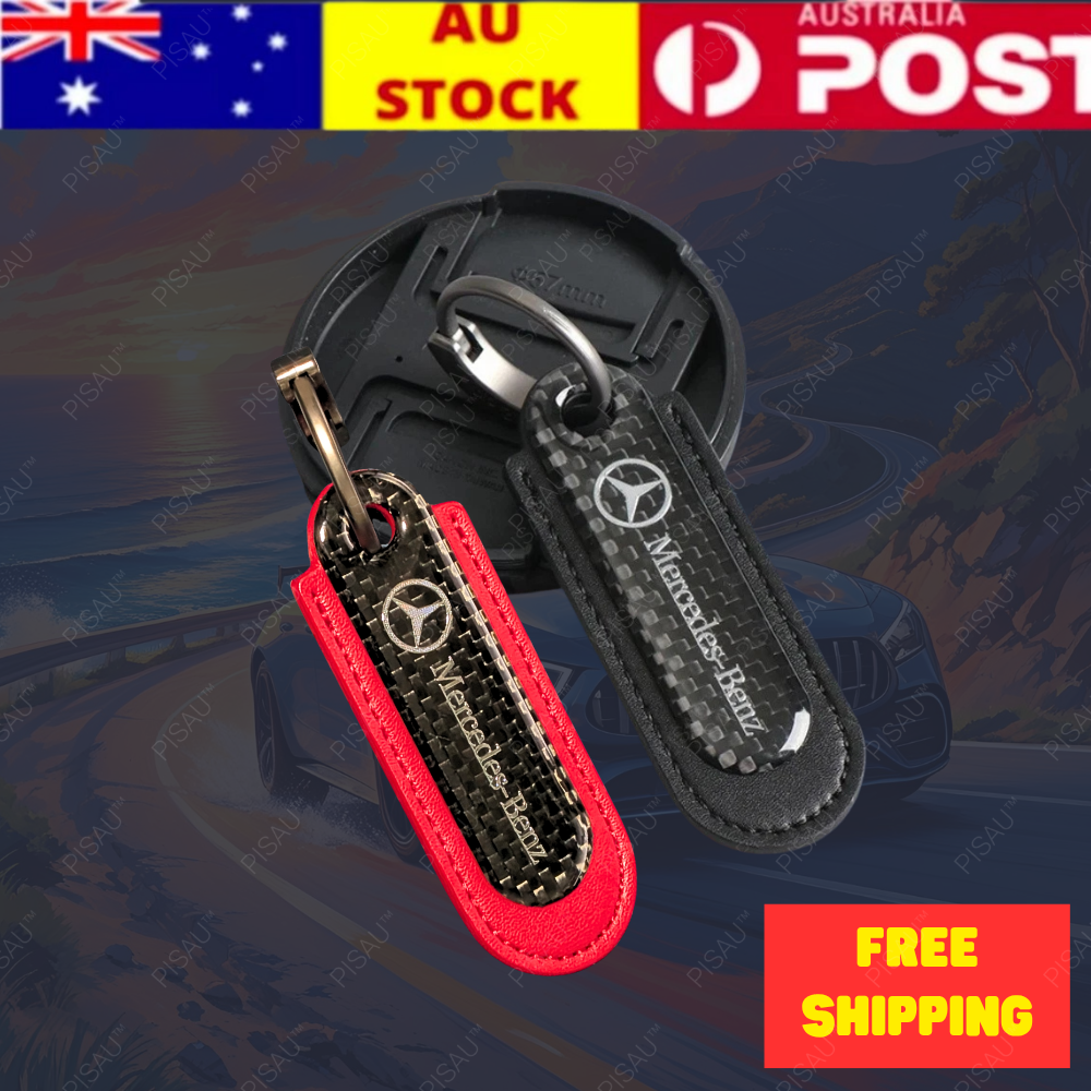 Real Carbon Fibre Black Mercedes Benz AMG Car Key Ring Chain Keyring Buckle