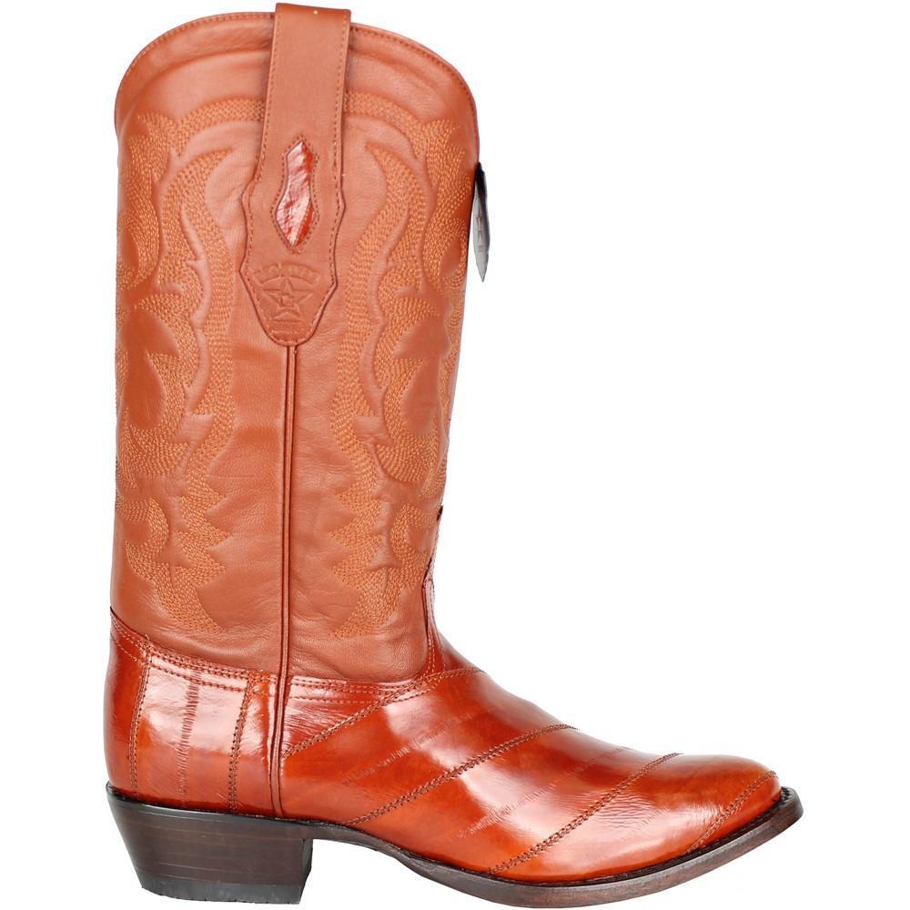 Pre-owned Los Altos Boots Los Altos Men Cognac Genuine Eel Round Toe Western Cowboy Boot 650803 D Width In Brown