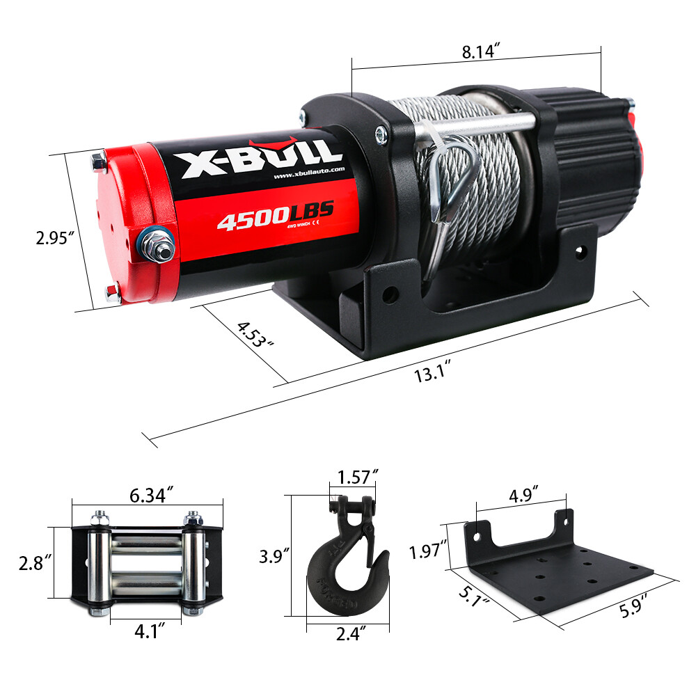 X-BULL 4500lbs Electric Winch 12V Cable Steel Truck Towing Off-Road  ATV UTV 4WD