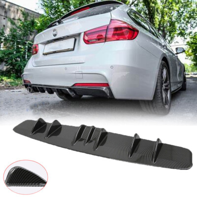 Carbon Fiber Style Rear Bumper Diffuser 7 Fin Spoiler Lip For F30 F31 M Sport