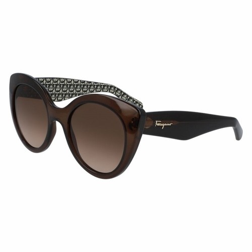 Женские солнцезащитные очки Ferragamo с кристаллами 54 мм коричневого цвета SF964S-210-54
