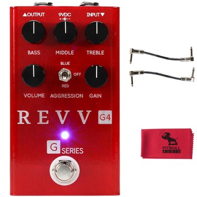 Revv Amplification G4 Distortion Pedal w/ Patch Cables & Cloth