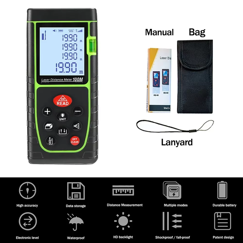 Laser Distance Meter 40M 60M 80M 100M Rangefinder Tape Range Finder Build Meas