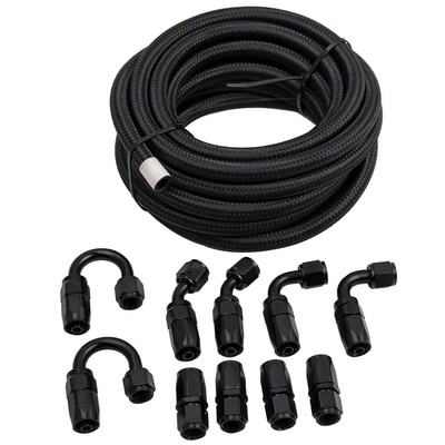 6AN 20FT Stainless Steel Fuel Hose Line Fitting Kit & 10 Pcs Swivel Hose End AN6