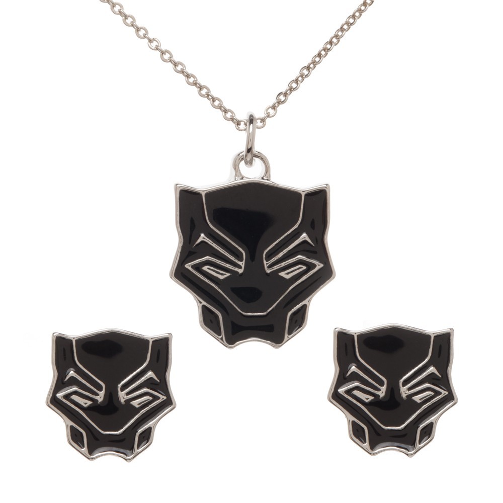 Black Panther Jewelry Set Necklace Earrings Gift Tin Marvel