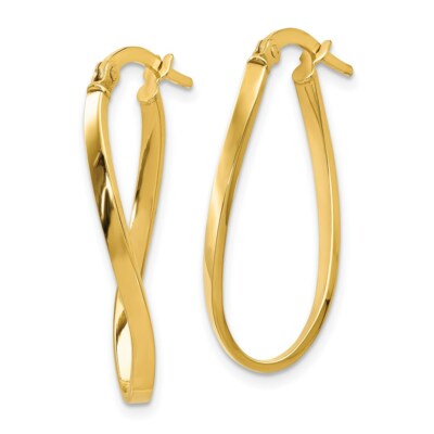 Pre-owned Skyjewelers Real 14kt Yellow Gold Polished Oval Hoop Earrings