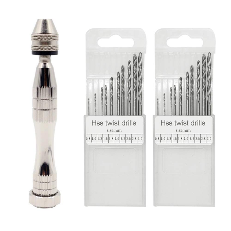 Hand Pin Vise with 20 Pcs Drill Bits, Precision Hand Drill Rotary Tool with Min