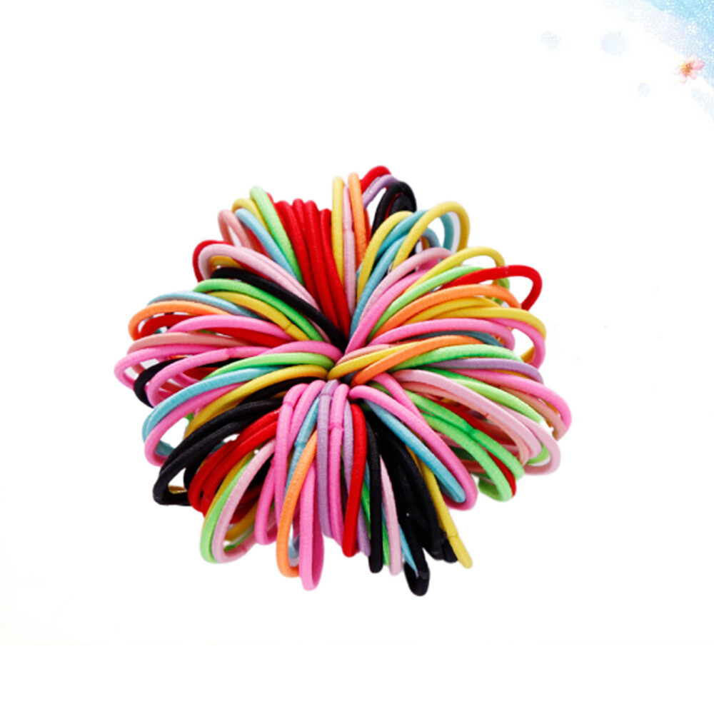 200pcs Cute Lovely Colorful Hair Ring Ponytail Holder For Toddlers