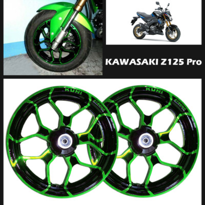 WHEELS RIMS ALUMINIUM RING ROLLER CASTER GREEN KAWASAKI Z125