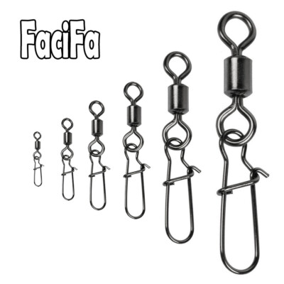 100pcs Stainless Steel Bearing Rolling Swivel with Snap Pins Fishing Accessories