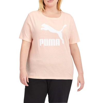 

Футболка Puma Classics Logo с круглым вырезом и коротким рукавом, женские повседневные топы размера  53, Розовый
