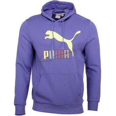 

Puma 4Th Dimension Classics Logo Толстовка мужская синяя повседневная спортивная верхняя одежда 5389, Синий, Puma 4Th Dimension Classics Logo Hoodie