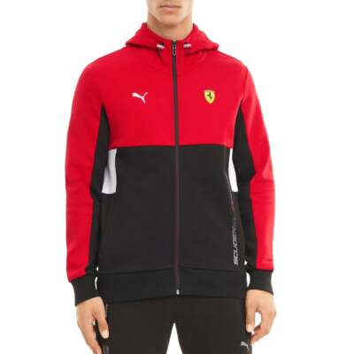 

Puma Scuderia Ferrari Race Hooded Full Zip Jacket Mens Black Casual Athletic Out, Черный, Puma Scuderia Ferrari Race Hooded Full Zip Jacket
