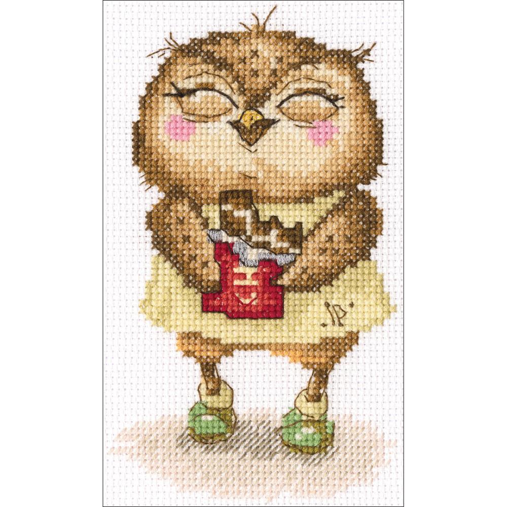 Download Counted Cross Stitch Kit. Owl, Chocolate Bits