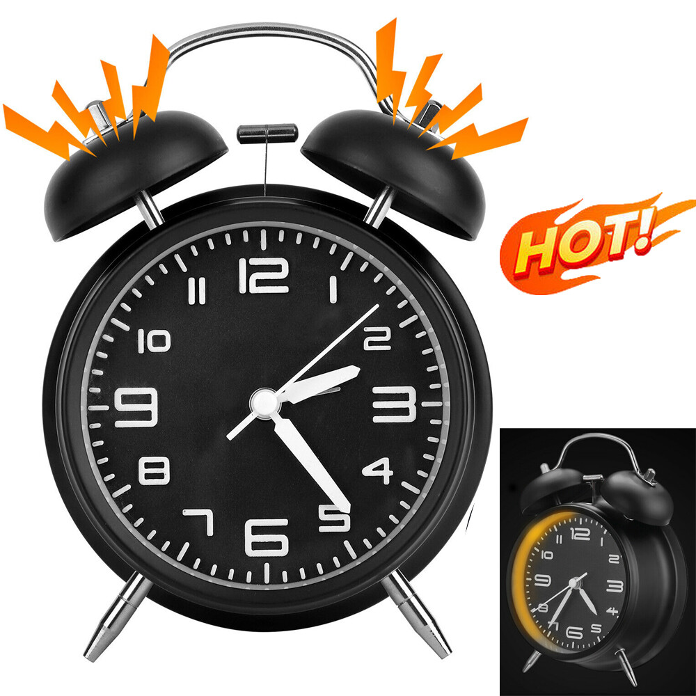Vintage Alarm Clock Twin Bell Extra Loud Battery Analogy Backlight Bedroom NEW